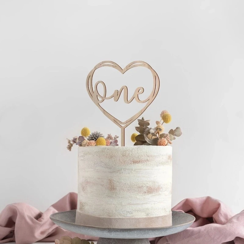 One Cake Topper Wooden One Baby Cake Topper Acrylic Gold Topper for Kid 1st Birthday Party Cake Decorations Baby Shower: Olive