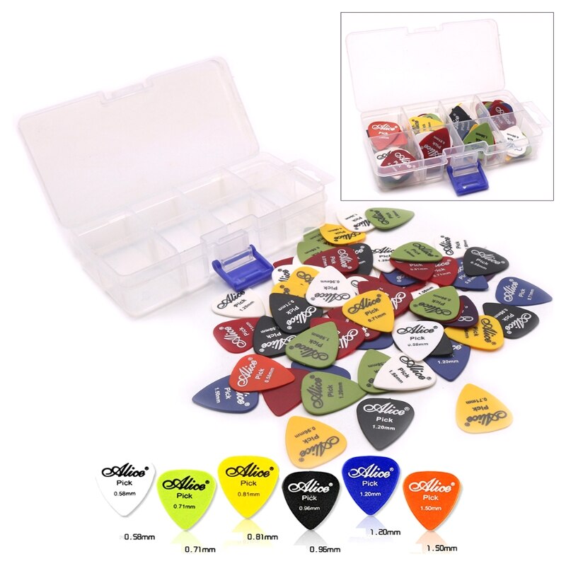 60 uds de púas para guitarra acústica púa/0,58/0,71/0,81/0,96/1,20/1,50mm