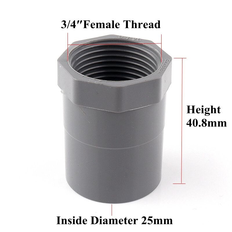 1~5pcs 1/2″~2″ Inch PVC Female Thread Straight Connector Water Pipe Joint Aquarium Fish Tank Parts Garden Irrigation Adapter: Gold / 1''