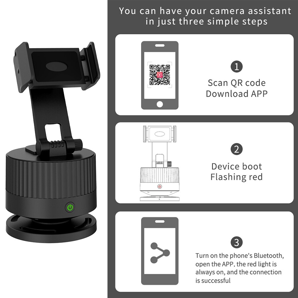 Smart Universal 360 Degree Rotation AI Composition Auto Face Tracking Video Recording Photography Gimbal Stabilizer Desktop Home