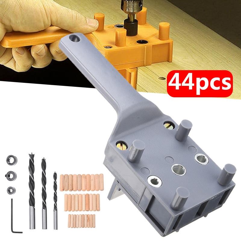 Plantilla para espiga de carpintería, guía de localización de agujeros, espiga de madera de mano, 6/8/10mm, 44 unids/set por juego