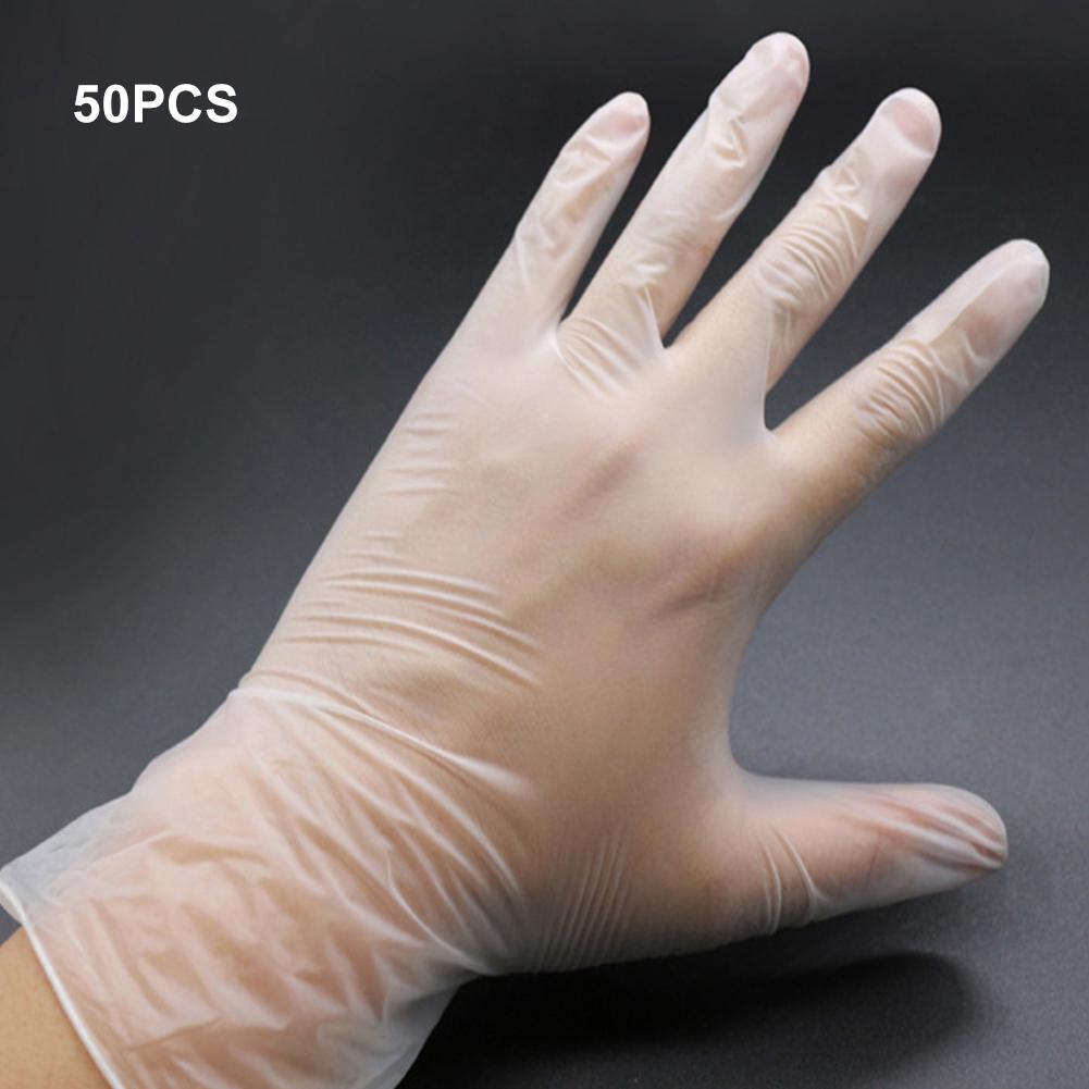 Guantes desechables antideslizantes para el hogar, manoplas antideslizantes para cocina, viaje al aire libre, PVC, 50 Uds.