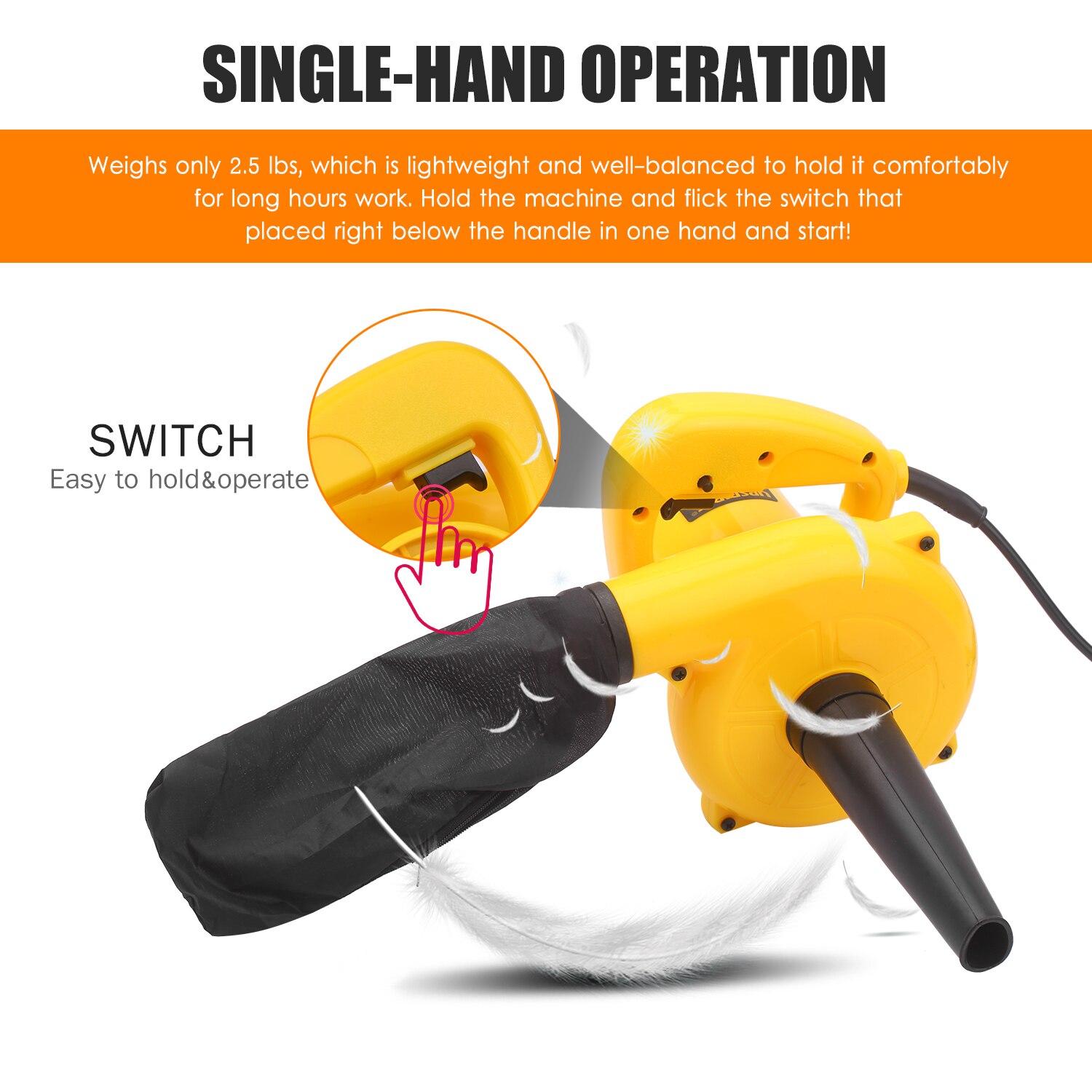 800W électrique souffleur de feuilles filaire Portable voiture aspirateur léger scie dépoussiéreur pour maison jardin Yard