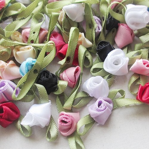 20 stuks mini satijnen lint, mooie linten, rozenapplicaties, huwelijksversiering: Mengkleur
