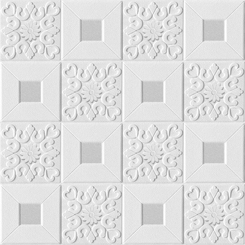 3D Stereo Wall Stickers Self-adhesive Ceiling Decorative Panels Roof Foam Wallpaper Living Room Home Decor Bedroom TV Background: Gray / 70X70cmX1pc