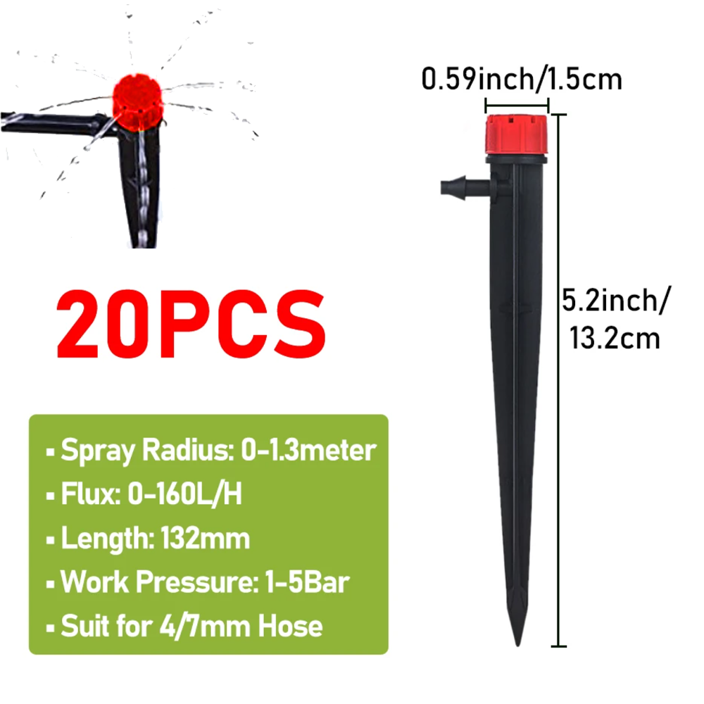 Irrigation Dripper Drip Emitters Micro Spray Adjustable 360 Degree Garden Water Flow Irrigation Drippers for 4/7mm Watering Kits: WHITE