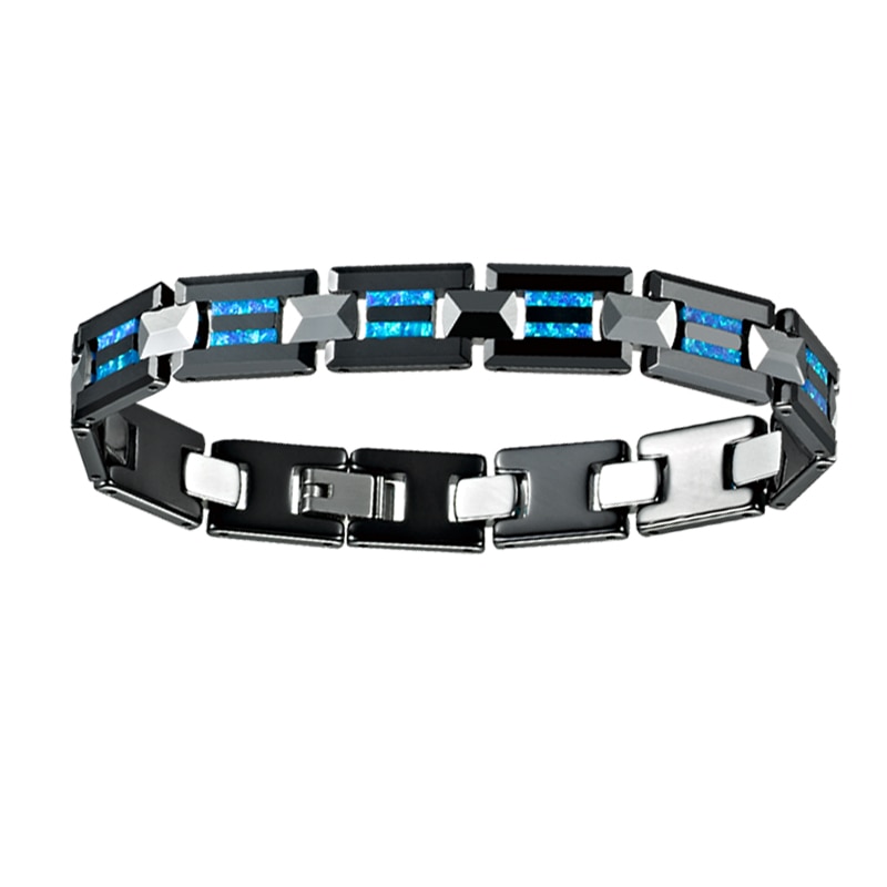 CH-95 bracelet de luxe pour hommes en céramique noire tungstène bleu opale bracelets pour hommes bijoux mâle breloque bracelets bijoux