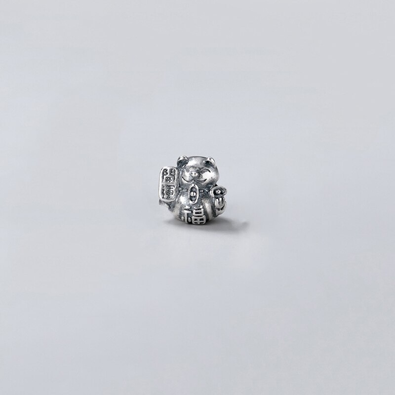 Meetsoft klassisch 925 Sterling silber niedliche glückskatzen-anhänger, speziell für diy-handarbeiten, halsketten, armbänder und accessoires: Thailändisches silber groß