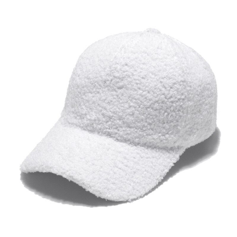 2020 nova moda de lã boné de beisebol engrossar quente cor pura casquette chapéu masculino feminino chapéus atacado bonés de inverno para mulher: white