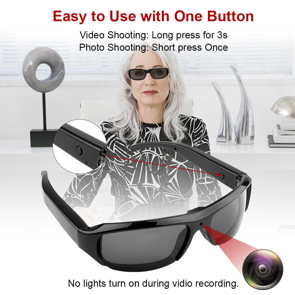 1080P Riding Glasses Eyewear Outdoor Sports Driving Glasses Camera DVR Sunglasses Digital Audio Video Recorder Camcorder 300mAh
