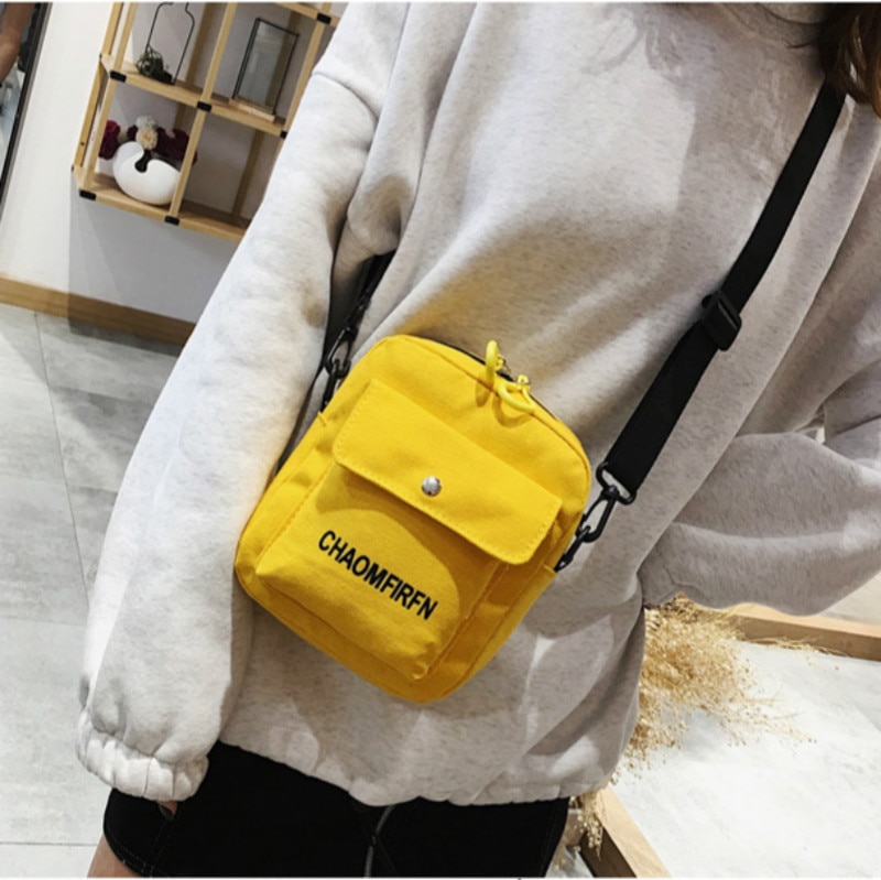 Crossbody Bags for Women Canvas Korean Mini Mobile Phone Crossbody Bag Wallet Headphone Hole Shoulder Bag