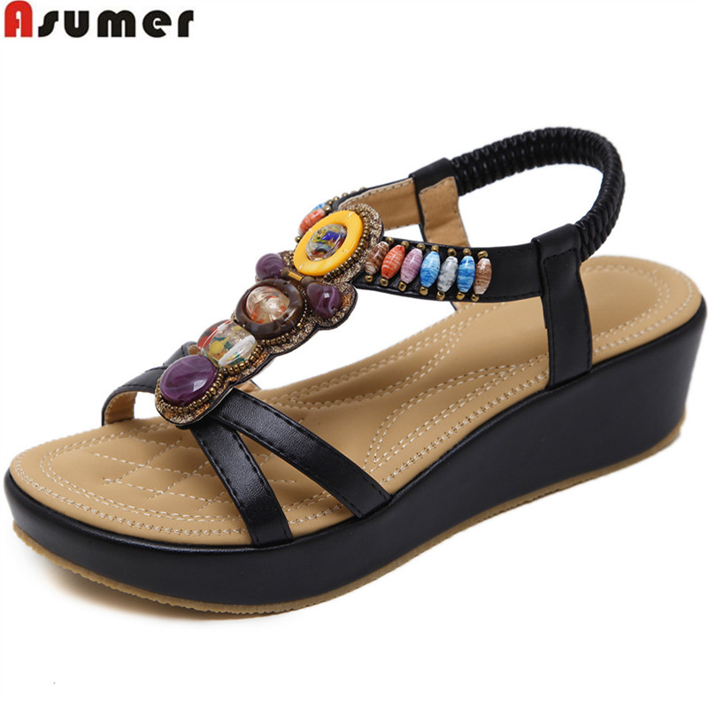 ASUMER black apricot summer shoes woman platform wedges shoes casual comfortable sandals women