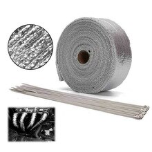 Silver 1 Roll of Insulation Tape 6*Ties Exhaust Insulation Thermal Heat Wrap Tape