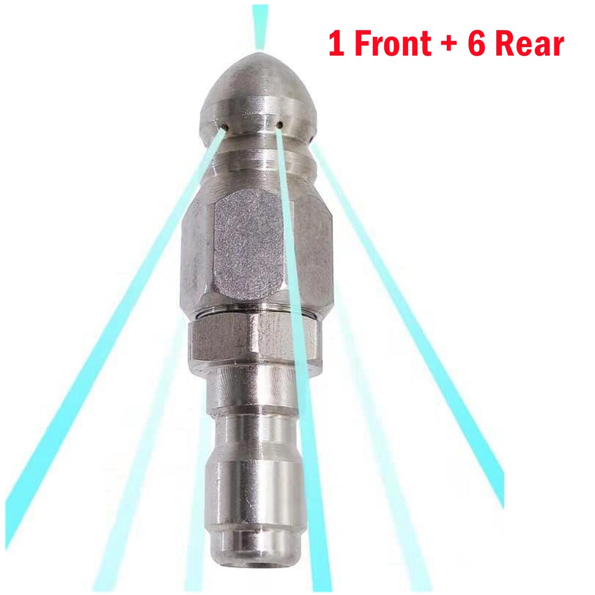 Hogedrukreiniger Rioolreinigingsmondstuk met 1/4 "Snelkoppeling Roestvrij staal 5000 PSI Afvoerreinigingsmondstuk