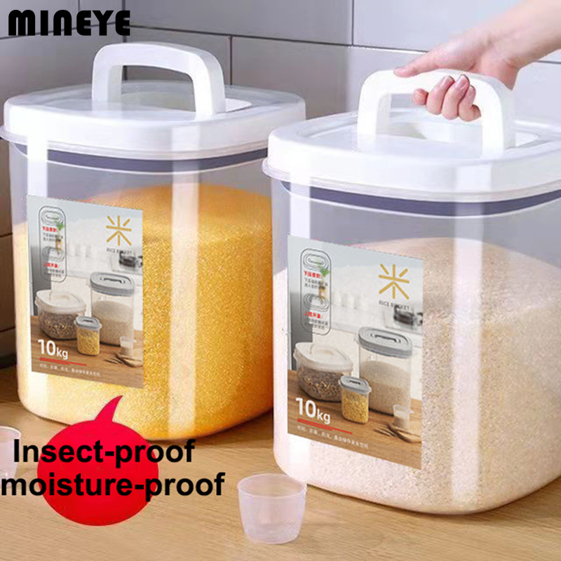Transparent Rice Bucket Insect-proof Moisture-proof Sealed Flour Storage Containers Kitchen Grains Pet Dog Food Storage Box