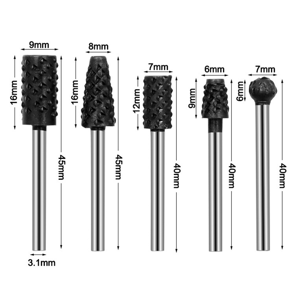 5 stuks 6.3mm sets hss titanium dremel frees roterende frees roterende vijl houtsnijwerk snijmes gereedschap accessoires