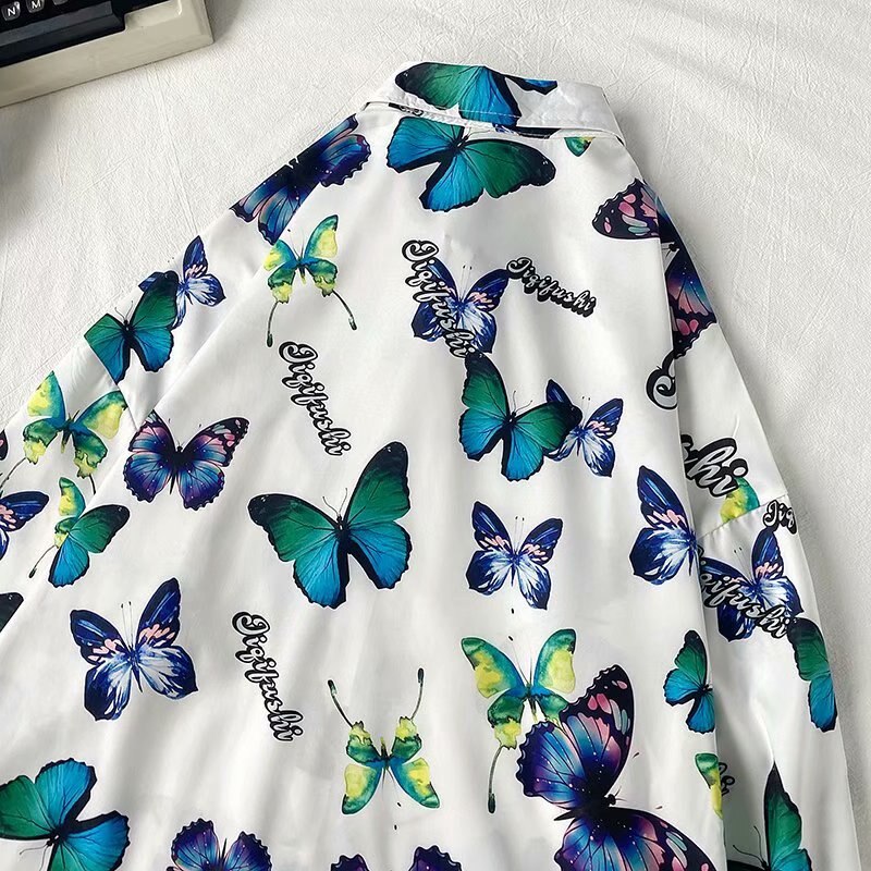 herbst eins Hafen stil salz hemd männer und frauen schmetterling drucken Yuppie- faul Wind drapieren Übergröße-Shirt