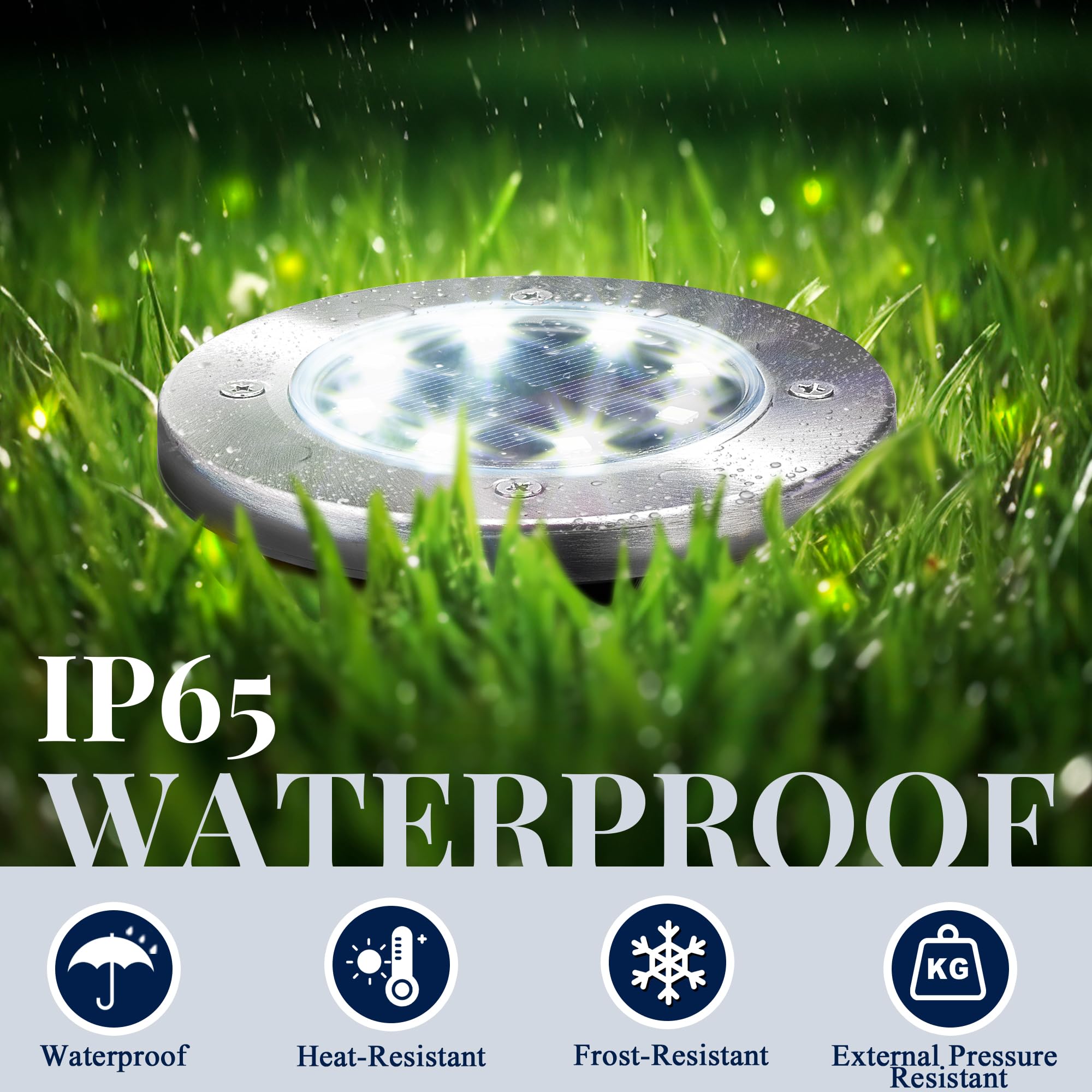 Luces solares de jardín de 8LED, disco de acera impermeable para exteriores, iluminación de paisaje empotrada en el suelo brillante para césped, Patio, camino, escalones de Patio