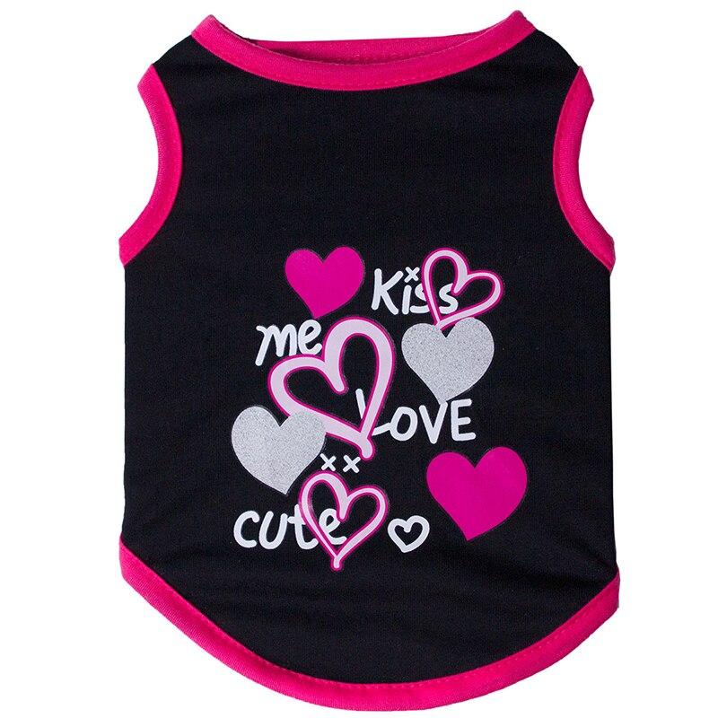 Love Heart pattern Dog Vest Cute Dog clothes for Small Dogs Cats puppy T-shirt Pet clothing for Cats york dog clothes: black / XS