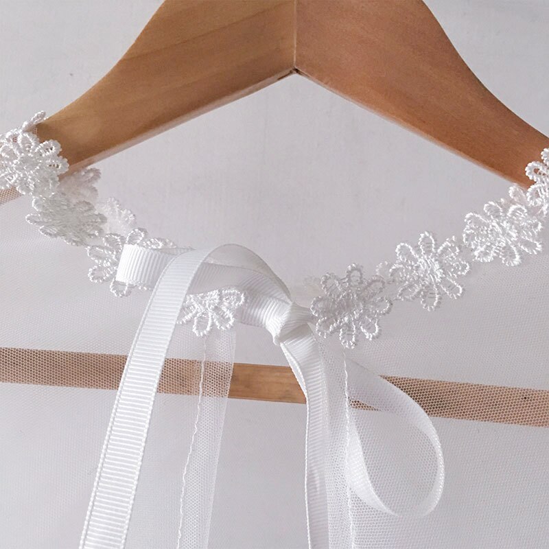 Bruids Witte Bruiloft Sjaals Vestido De Festa Kant Bloem Vrouwen Sjaal Wraps Shrug Chiffon Avond Wedding Cape Cover Up