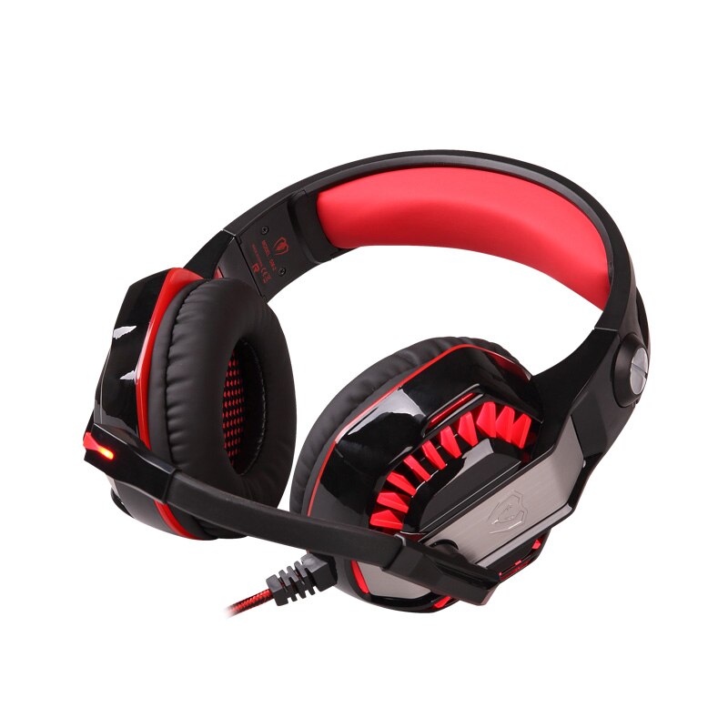 KOTION ELKE Hoofdband G2000 Pro Over-ear Gaming Headset voor PC Gamer Computer Tablet PS4 Gaming Hoofdtelefoon met Microfoon LED Licht: Red with Black