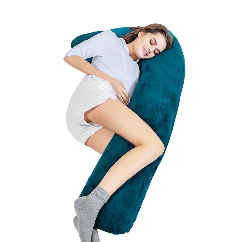 Tours complets Dos Ventre Coussin Protecteur pour Femmes De Maternité Oreiller de Lit Velours Dormeurs Latéraux Coussin Abdominal Future Maman Oreiller: dark green-T Shape