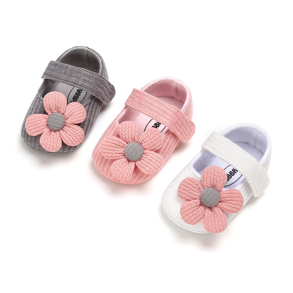 Focusnorm 0-18m baby first walkers spædbarn nyfødt baby pige blød sål krybbe sko blomst bomuld prewalker sko