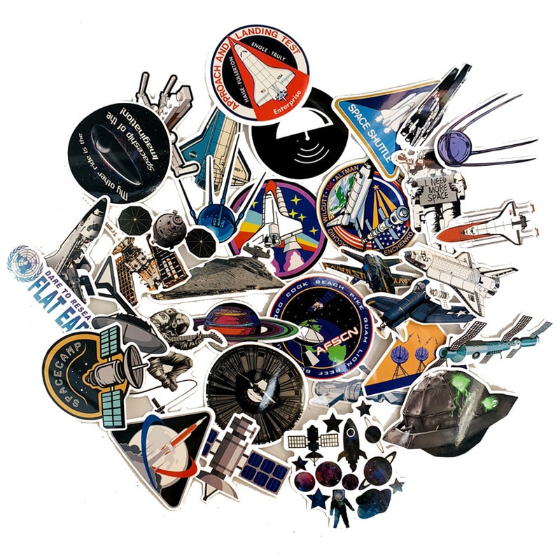 34pcs Funny Astronaut Aircraft Stickers For Luggage Laptop Refrigerator Motorcycle Skateboard