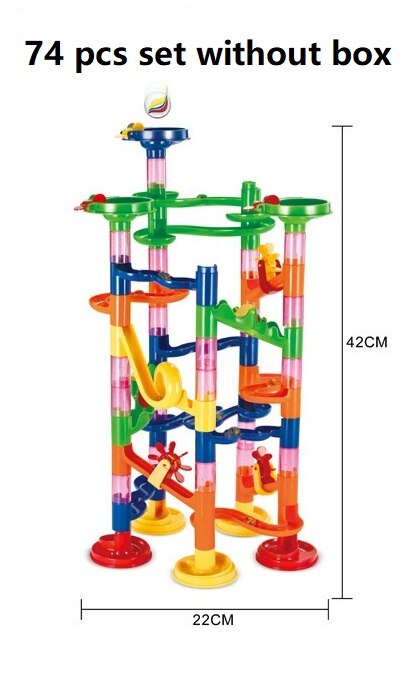 Marble Race Run Maze Balls Track DIY Construction Building Blocks Funnel Slide Big Building Brick: 74pcs without box