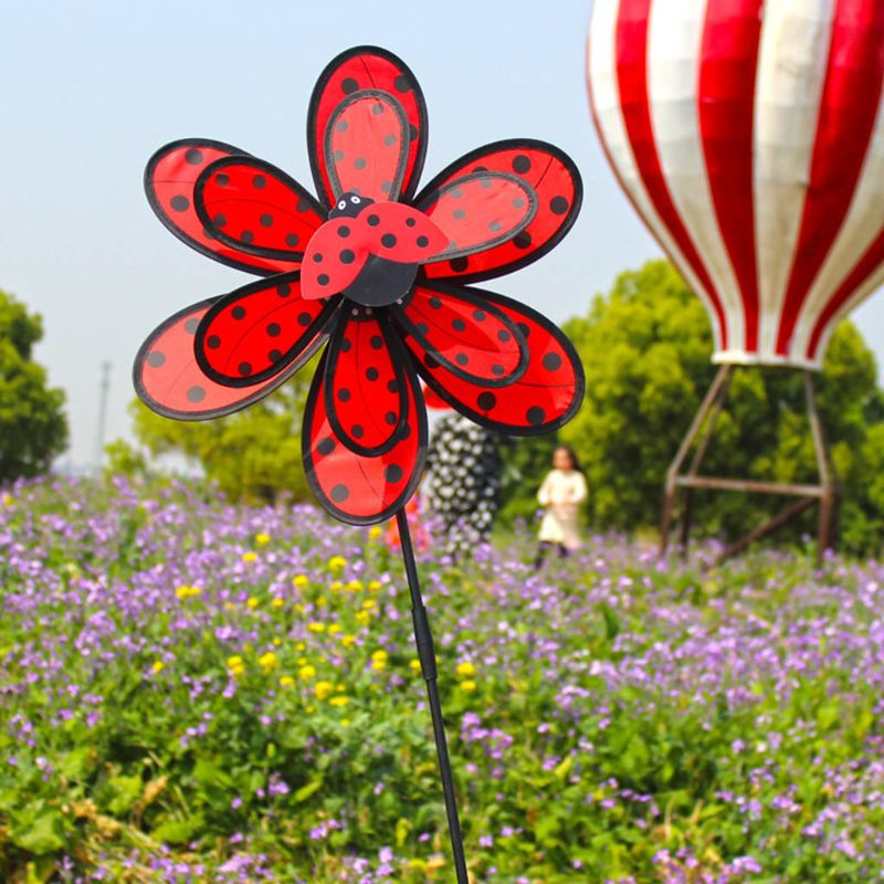 1 Pc Kids Dubbele Laag Kever Windmolen Wind Spinner Pinwheel Huis Tuin Yard Decor Willekeurige Levering