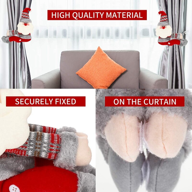 2 Pieces Christmas Curtain Buckles Curtain Tiebacks for Xmas Home Decor Window Accessories (Santa Claus)