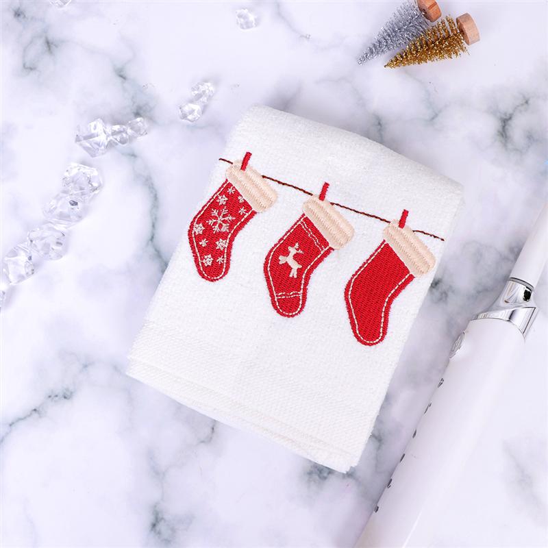 Serviette de nettoyage pour le visage, brodée de noël, bonhomme de neige, père noël, de nouvel an, ornements de salle de bain