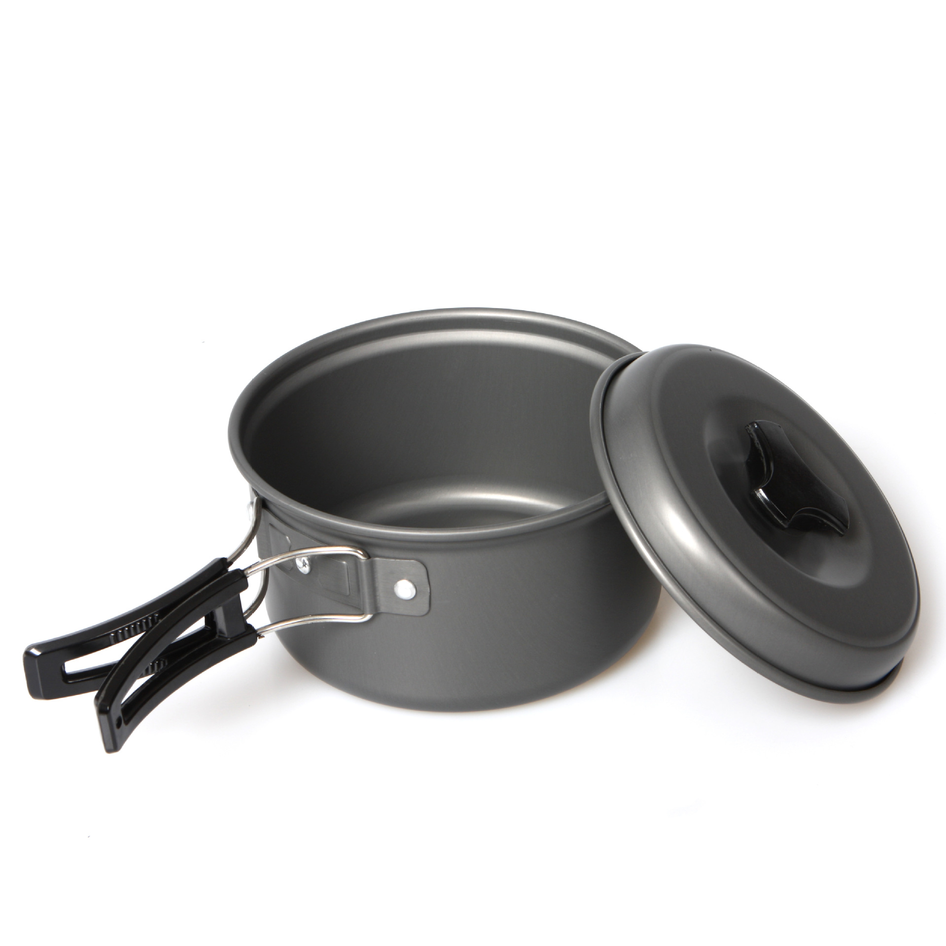 Kookpot koekenpan twee outdoor camping set pot set thuis keuken benodigdheden non-stick pan aluminium pot met handvat