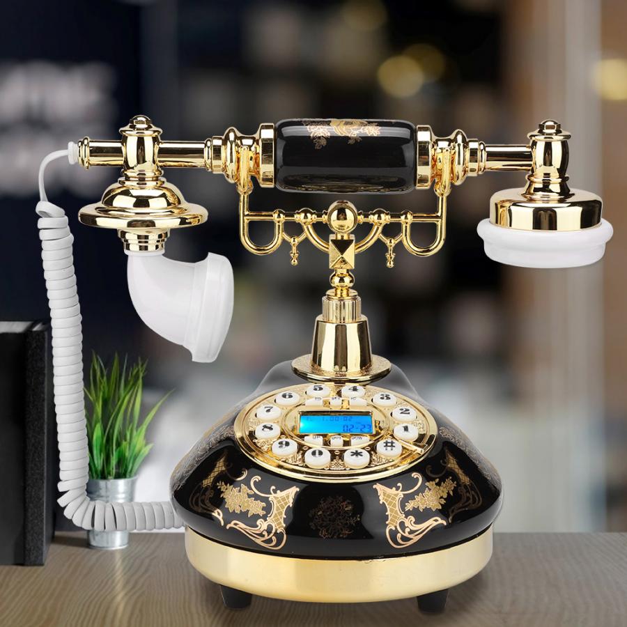 MS-9107 Ceramic Black Gold Flower Pattern Antique Telephone Home Decor Desk Phone cordless phone