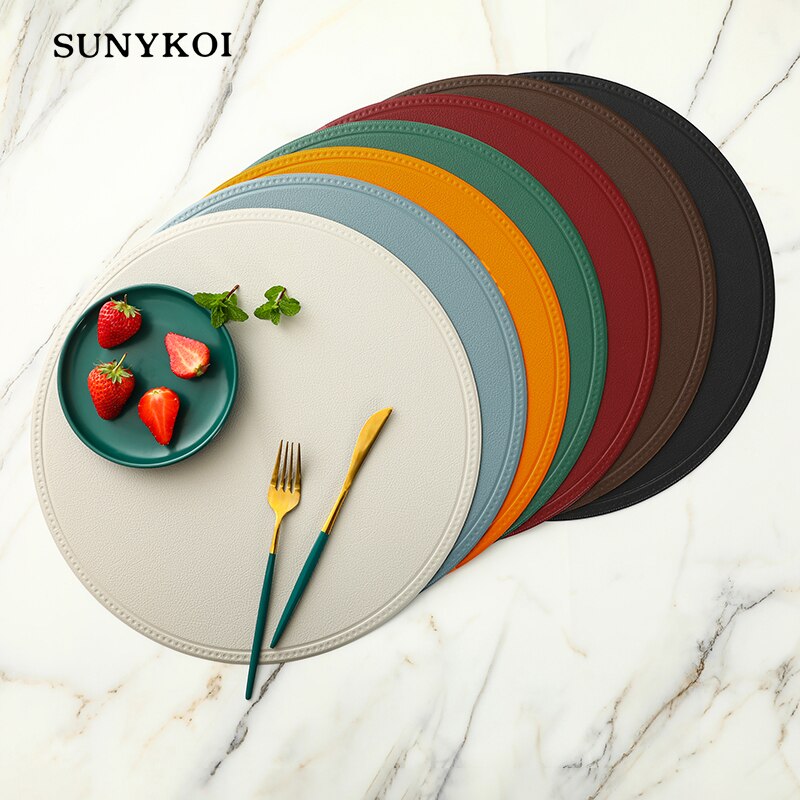 1Pc Ronde/Rechthoekige Faux Lederen Placemat Waterdicht Olie-Proof Warmte-Isolerende Tafel Mat Hotel Restaurant Tafel pu Placemat