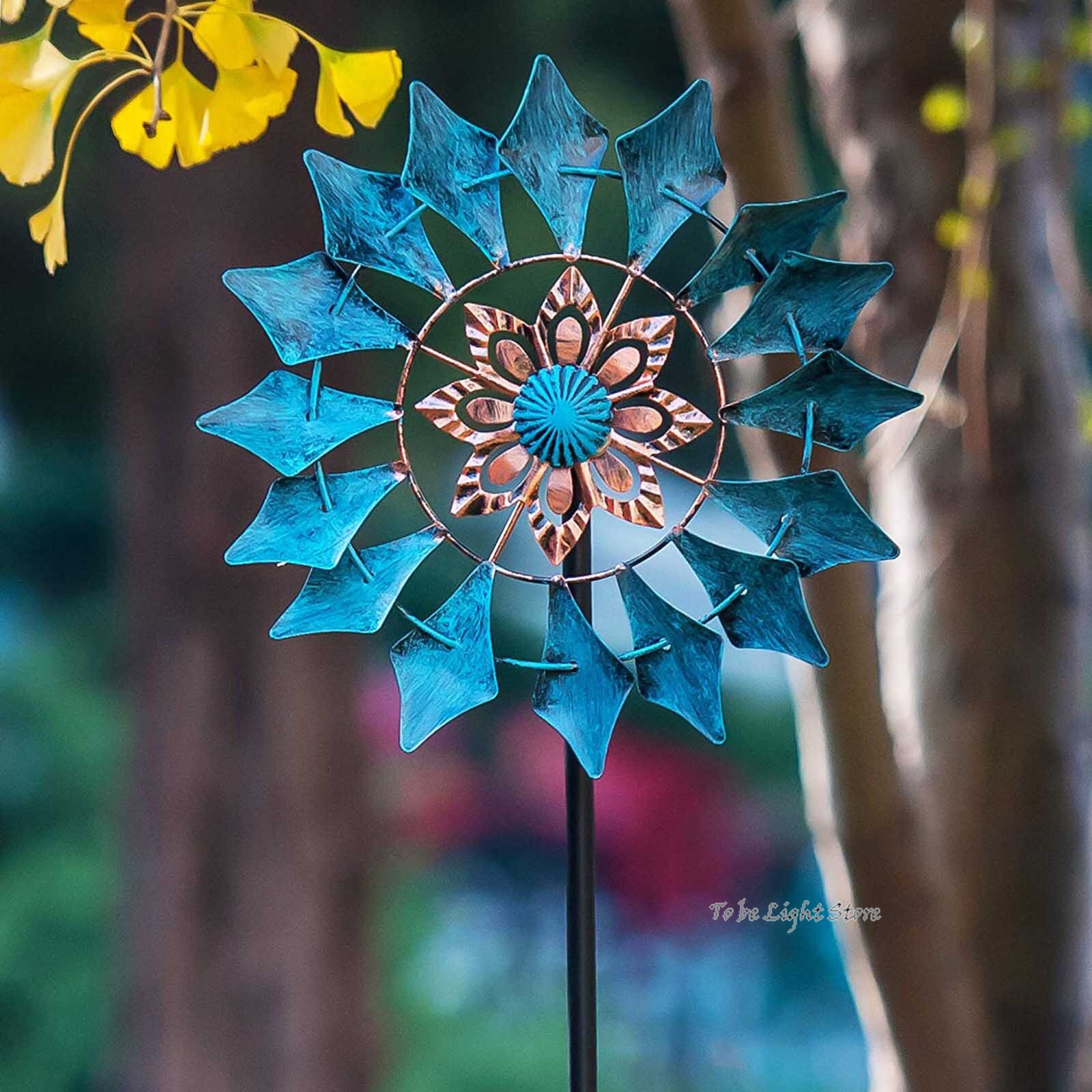 Spinner de viento colgante para jardín, llama de Mandala, acero inoxidable 3D, giratorio fácil, para exterior