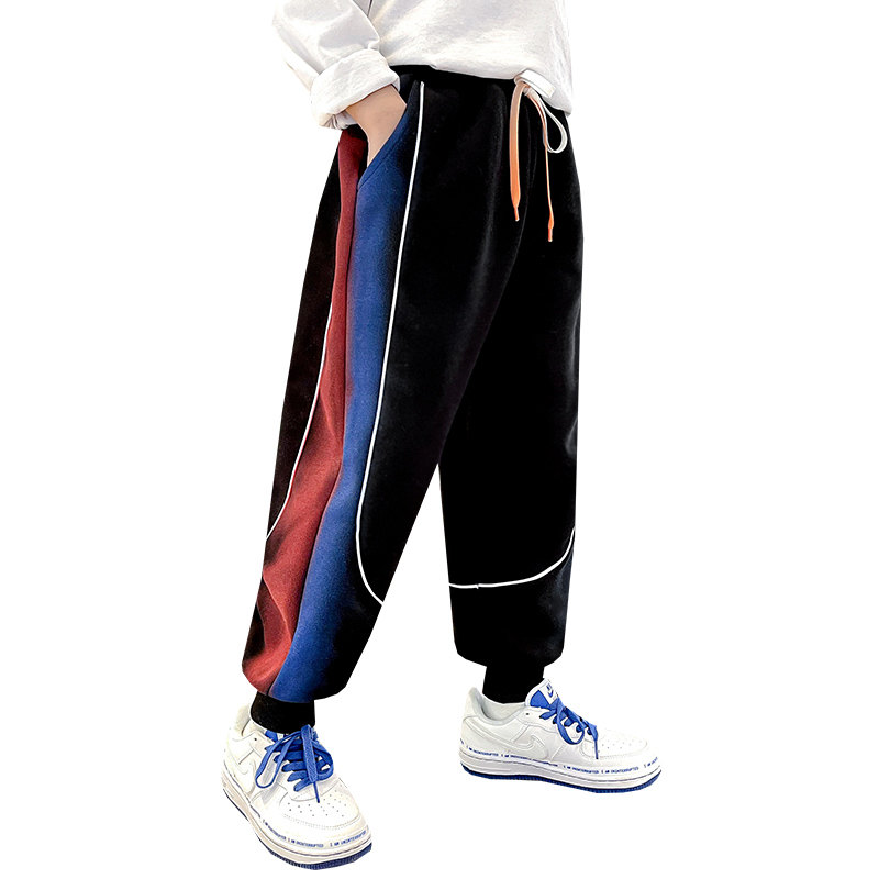 Pantaloni sportivi per bambini neri grigi primavera autunno adolescente Big Boy pantaloni Casual in cotone fresco abbigliamento per bambini 5 6 7 8 9 11 13 14 anni