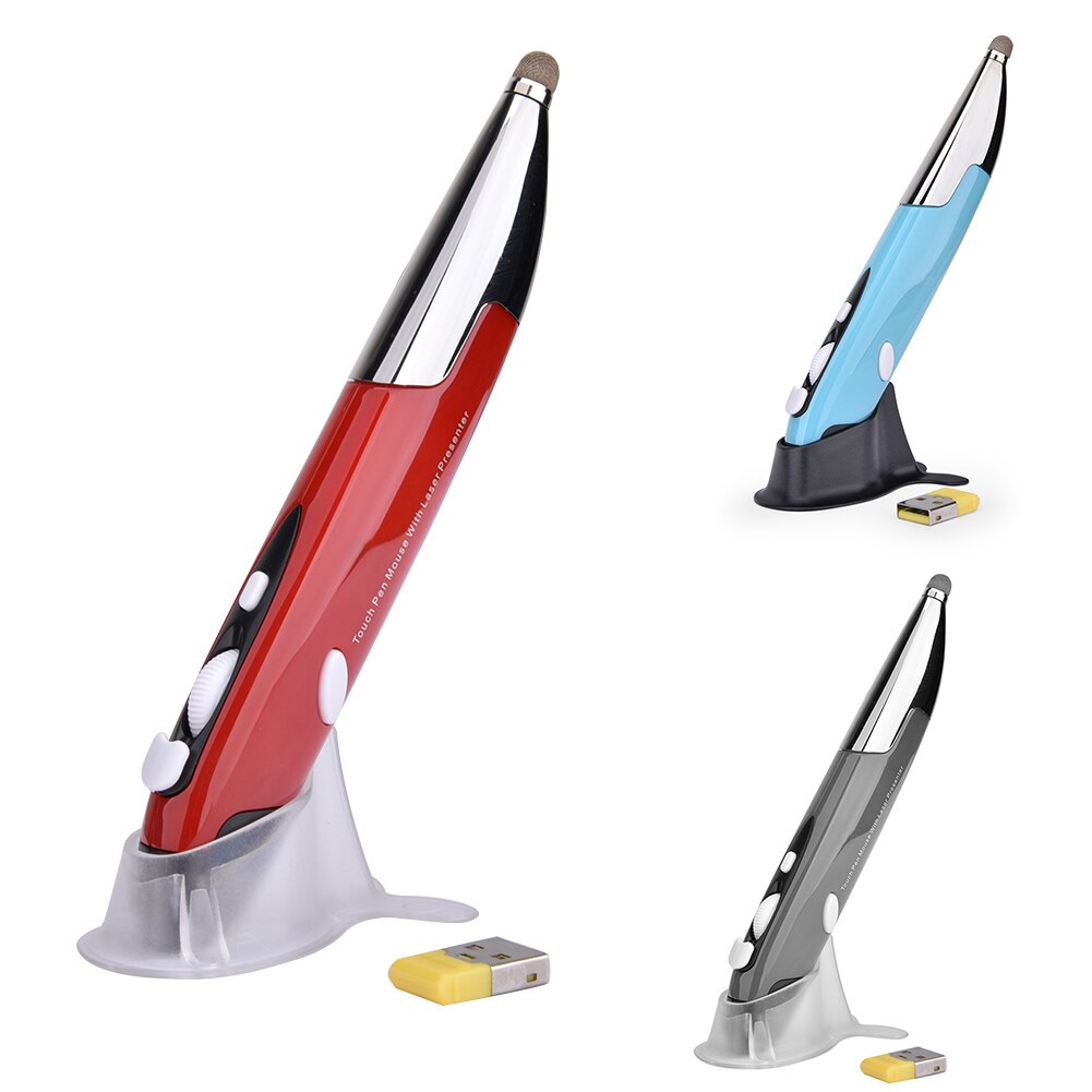 PR-06 2.4G Wireless USB Optical Presenter Pen Mouse Adjustable 1600DPI 4 Key Mini Mice for Tablet Laptop PC Desktop Smart TV Box