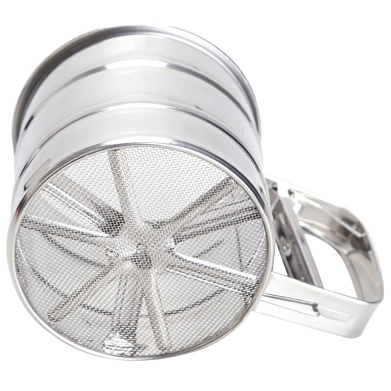 Mesh Flour Sifter Manual Sugar Icing Shaker Stainless Steel Cup Shape Kitchen Tools P7Ding