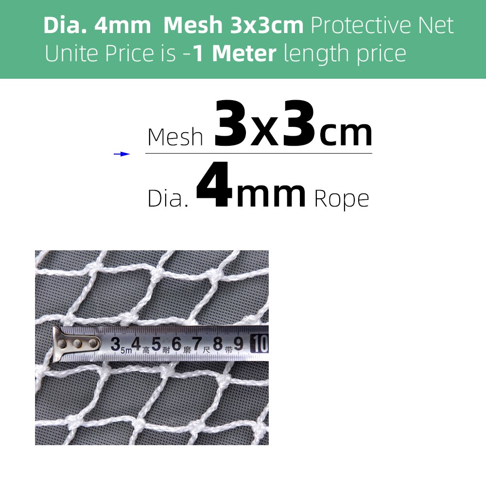 Dia 4/5/6MM Mesh 3/5/10CM Anti-Fall Safety Protective Net Garden Plant Climbing Netting Home Balcony Railing Fence Protection: 4XL / Beige