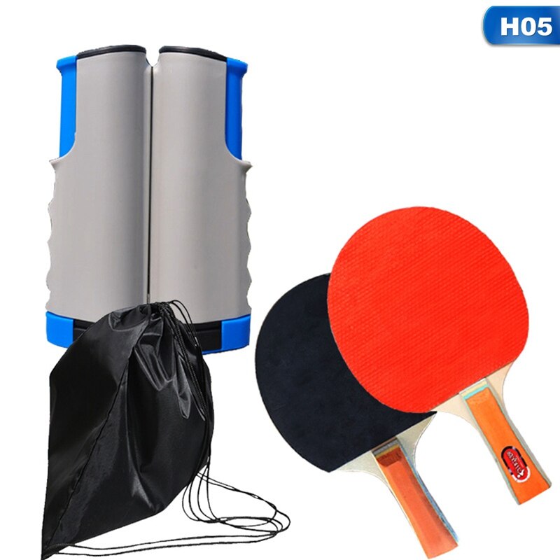 Juego portátil de Ping Pong , equipo de entrenamiento de Red retráctil de tenis de mesa, Robot de película de goma , juego de accesorios de Ping Pong rojos: 05