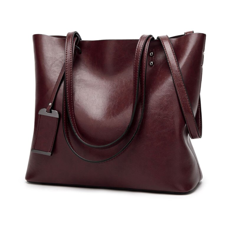 Dametaske skuldertaske pu messenger taske tote bag bucket taske mor taske ensfarvet indkøbstaske big bag trend: Hot pink