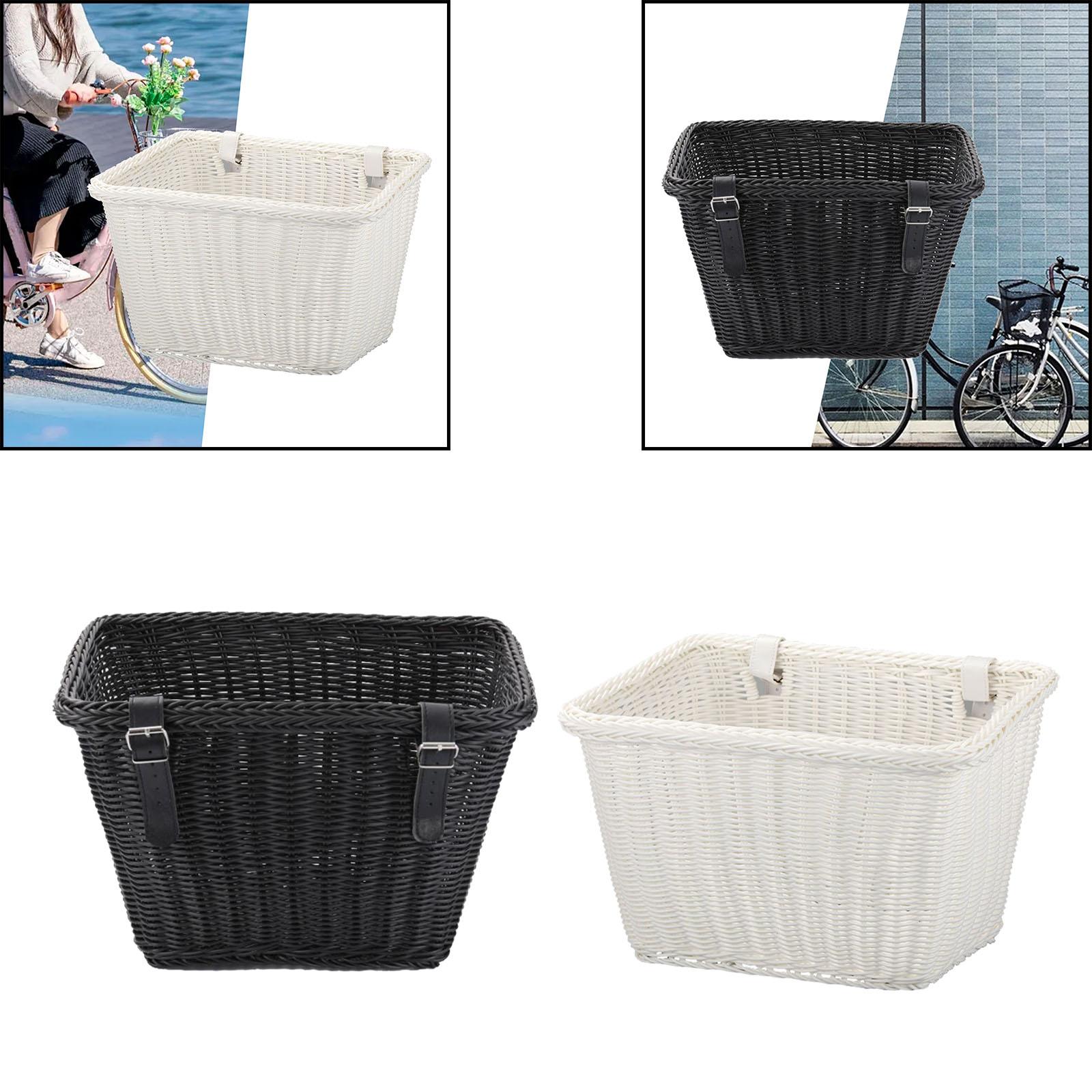 Bike Basket Tricycle Basket with Straps Portable Woven Basket Sundries Container Bicycle Front Handlebar Basket for Riding