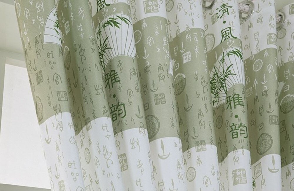 Country Style Special Fresh Bamboo Calico Finished Product Cloth Curtain For Living Room Window Shading