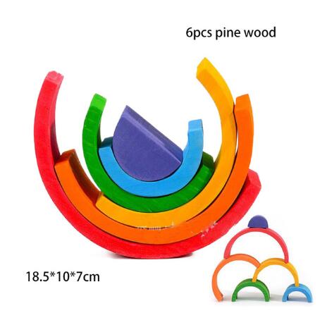 15 teile/satz Kinder Holz Regenbogen Blöcke Regenbogen Holz Kugeln Puppen für Kinder Montessori Pädagogisches Spielzeug: 16