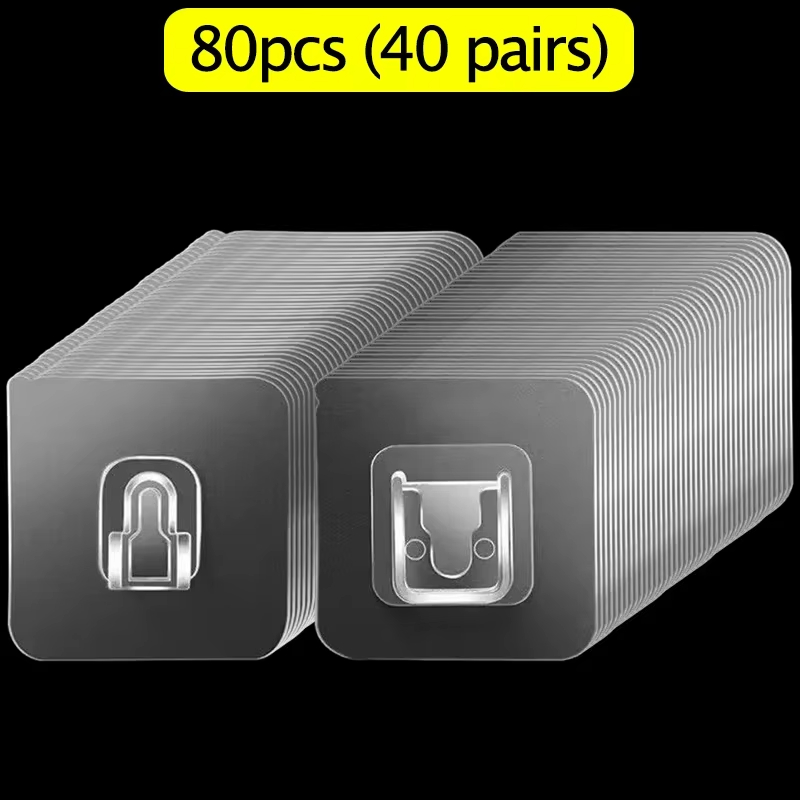 Doppelseitige selbstklebende Wandhaken, stark klebrig, transparent, spurlos, für Küche, Schlafzimmer, Wandhaken, Aufbewahrungshalter im