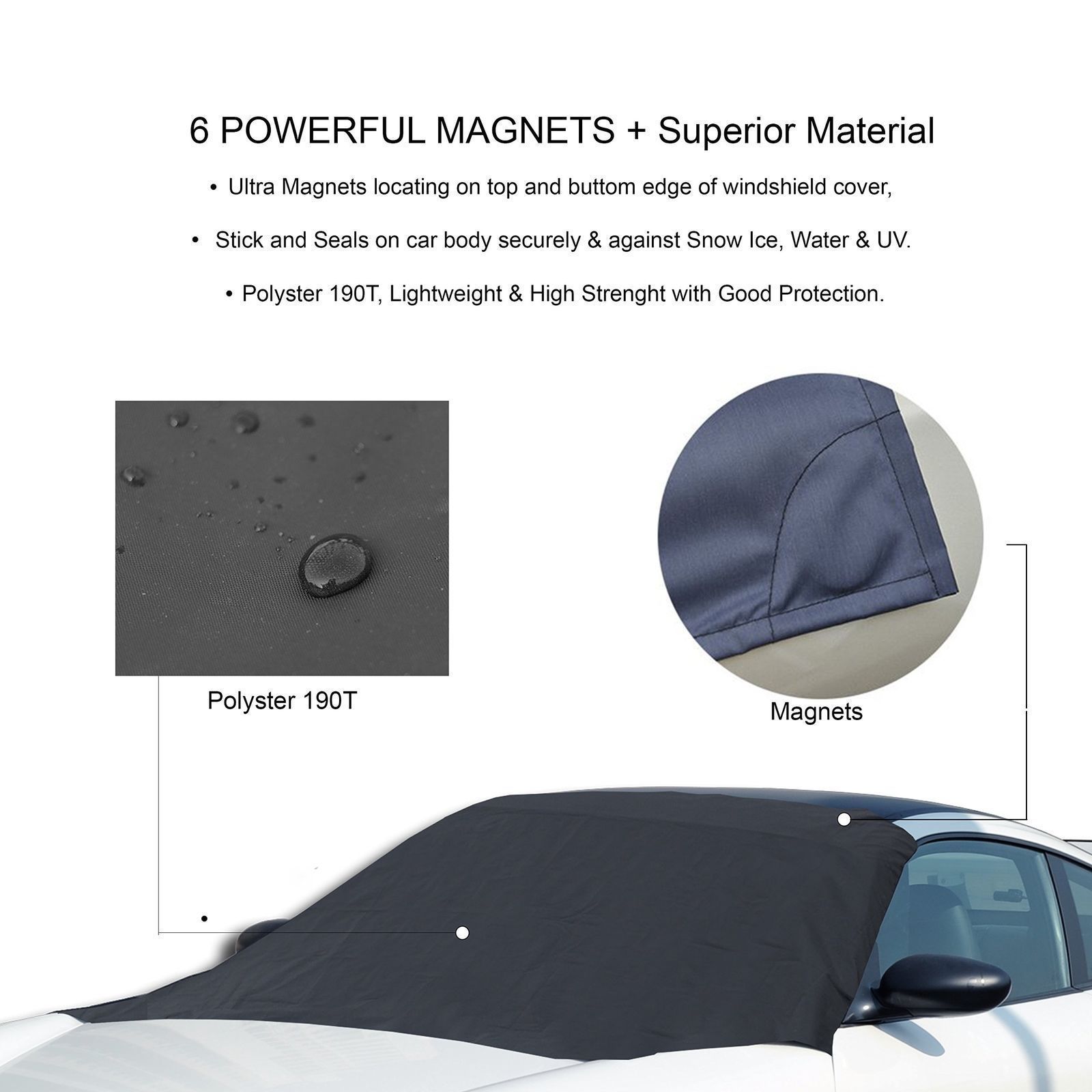 Magnetisk bil forrude snedæksel vinter is frostbeskytter solskærm bilglas snesikkert støvtæt dæksel