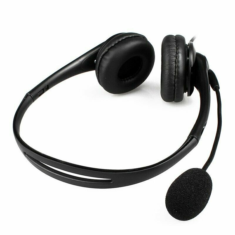 Black Usb Microphone Adjustable Headband Wired Stereo Headset Noise Cancelling Earphone For Computer Laptop Desktop