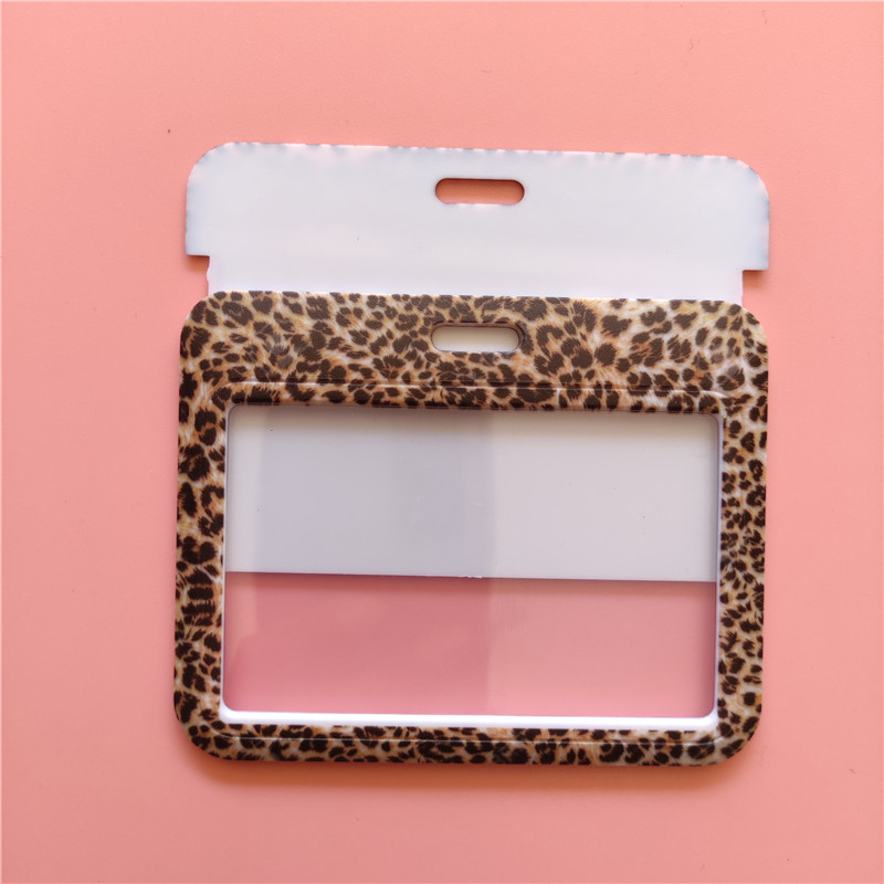 Horizontale Luipaard Id Credit Bank Kaarthouder Studenten Bus Card Case Hand Touw Bezoek Deur Identiteit Badge Kaarten Cover