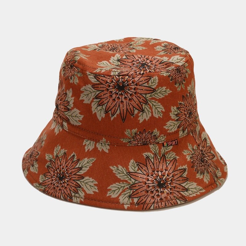 Bucket Hats Literary Retro Print Fisherman Cap Four Seasons Can Wear Sunscreen Cotton Sun Hat Basin Hat: 1